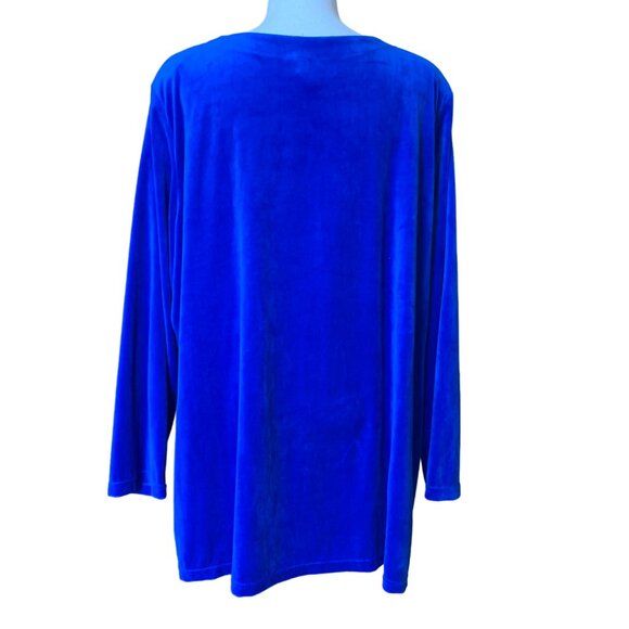 Vicki Wayne Women's Blue Velvet Long Sleeve Top 3X stretch  pullover lounge - Picture 5 of 7